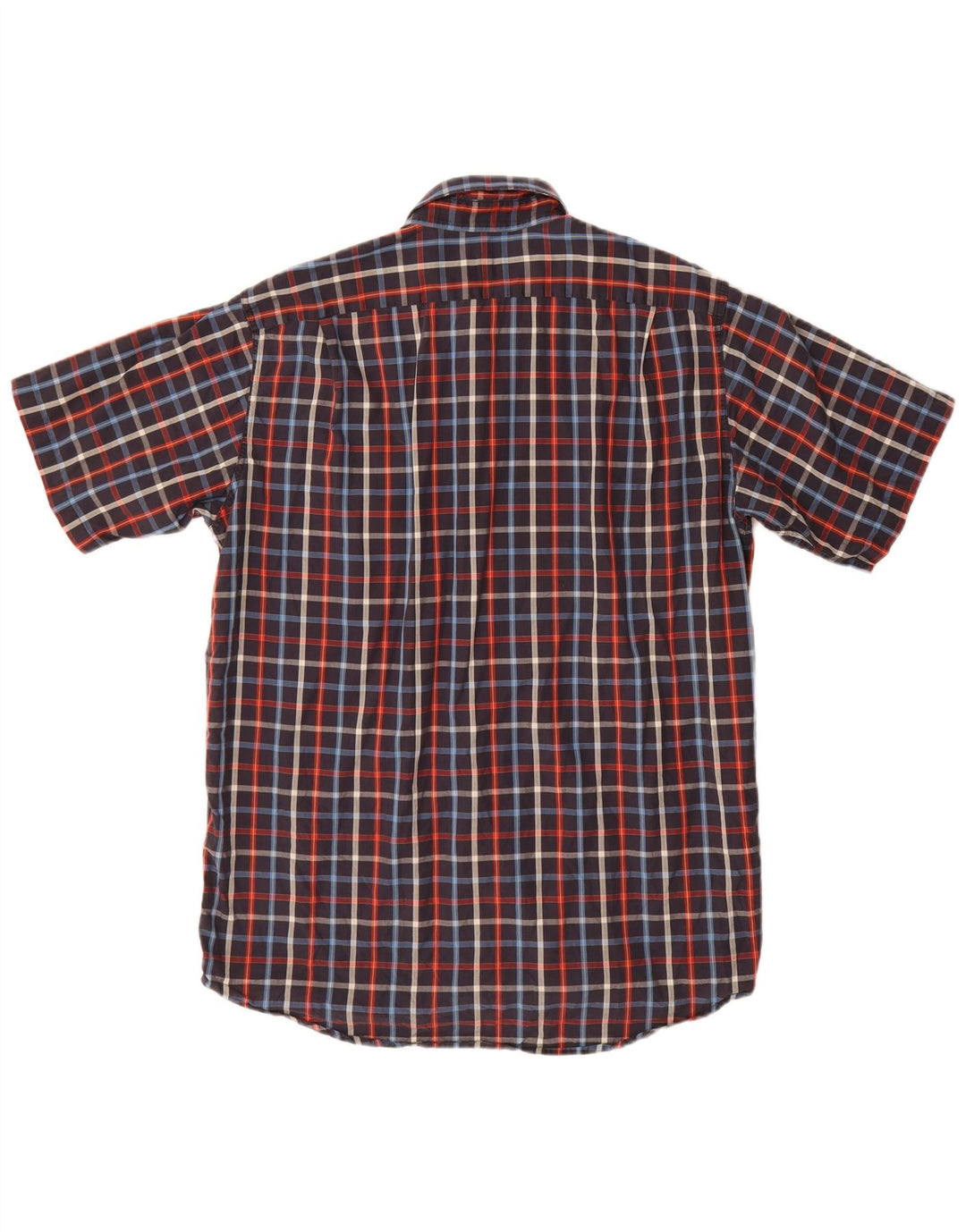 Lacoste Chemise à manches courtes pour hommes Taille 40 Coton à carreaux bleu marine moyen