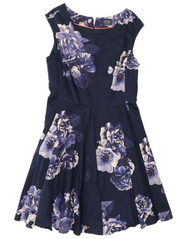 Joules Robe trapèze pour femme UK 12 en coton floral bleu marine moyen