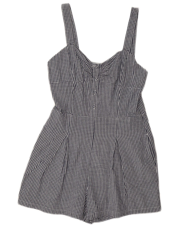 Jack Wills Combishort régulier sans manches pour femme UK 10 Petit coton à carreaux bleu
