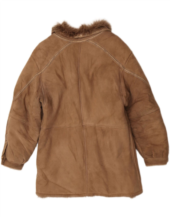 veste en peau de mouton femme vintage IT 44 peau de mouton beige moyen