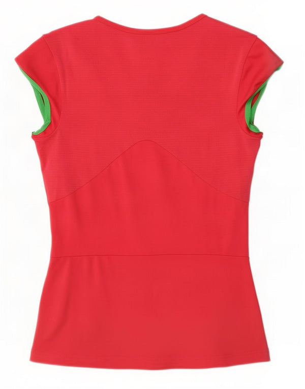 Adidas Climalite T-Shirt Top UK 10 Petit Rouge Polyester