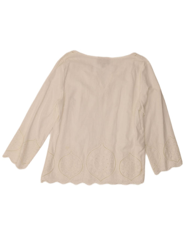 Laura Ashley Haut à manches 3/4 pour femme UK 16 Grand Lin Blanc Paisley