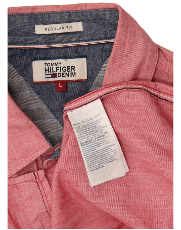 Tommy Hilfiger Chemise Regular Fit Homme Coton Rose Large