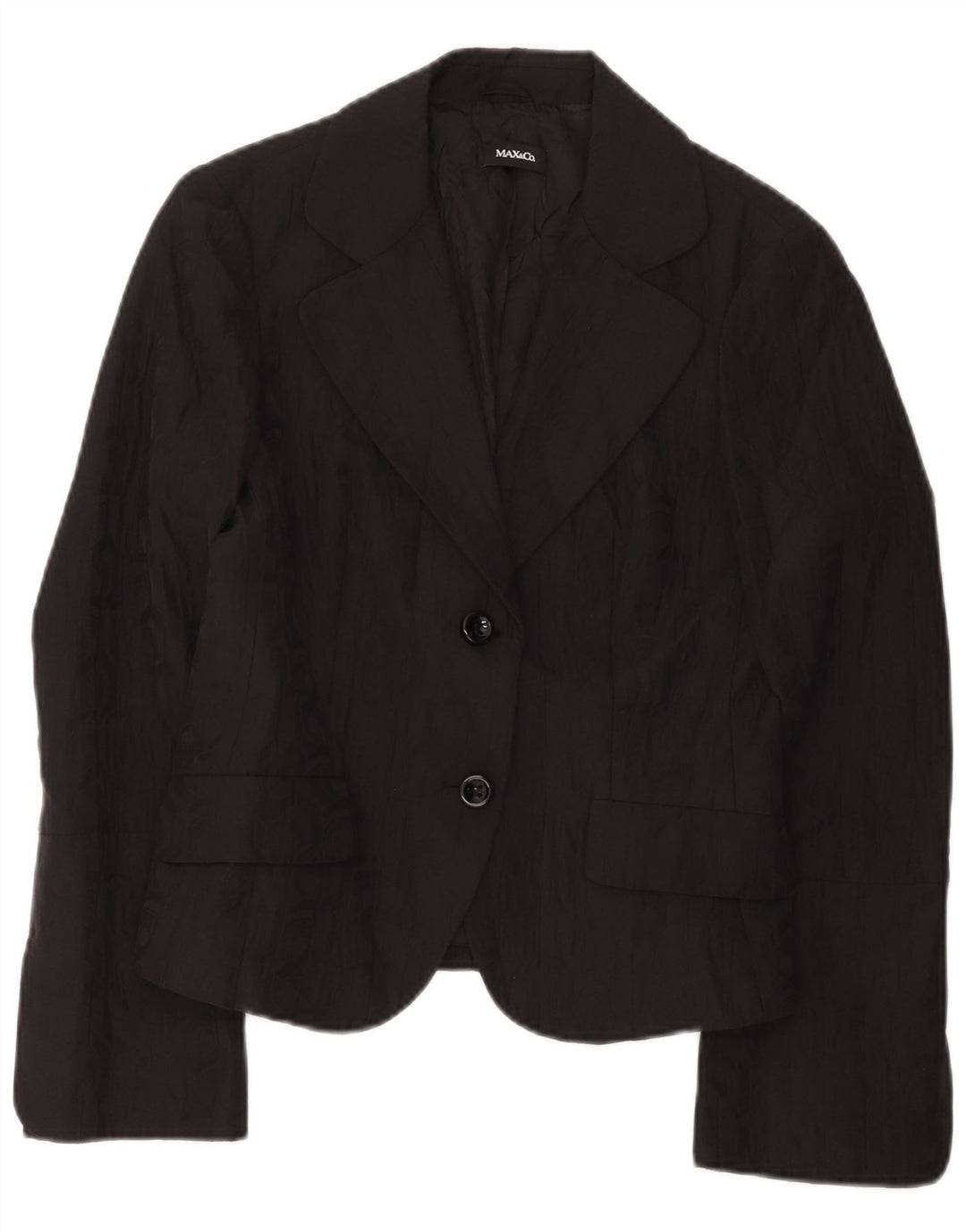 Max & Co. Veste blazer à 2 boutons pour femme UK 14 Large Noir Coton