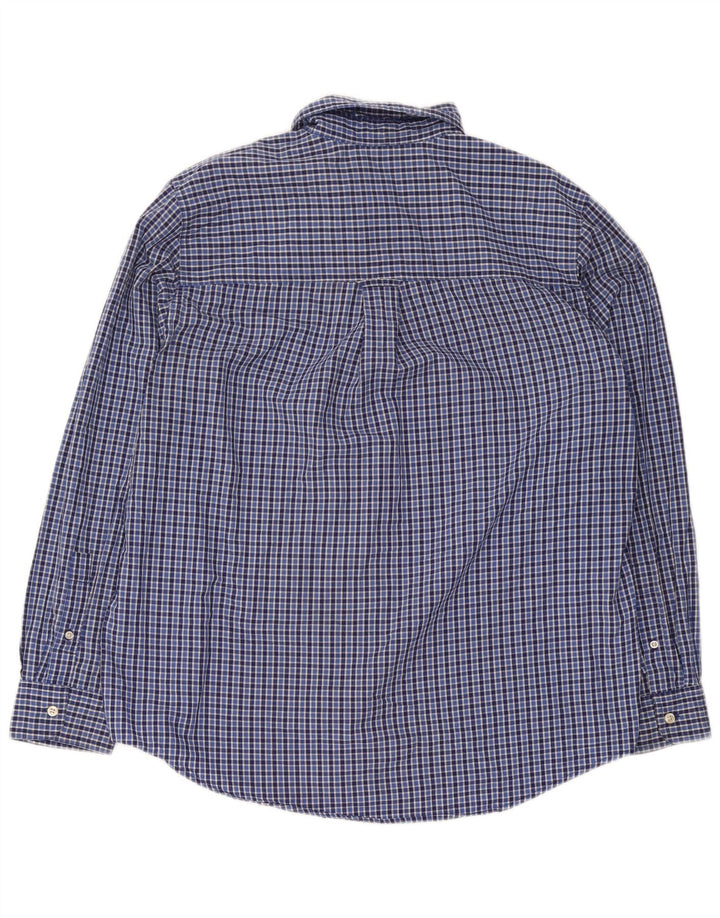 Chaps Chemise Homme Facile d'entretien Grand Carreau Bleu Coton