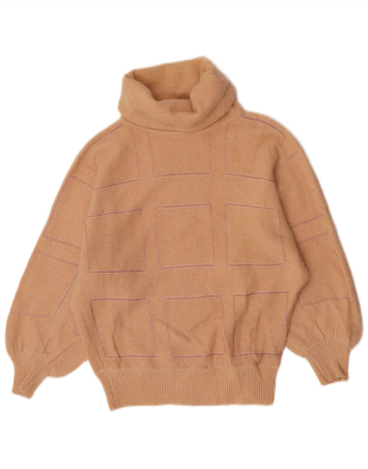 vintage Femme Roll Neck Jumper Pull IT 44 Moyen Rose Géométrique