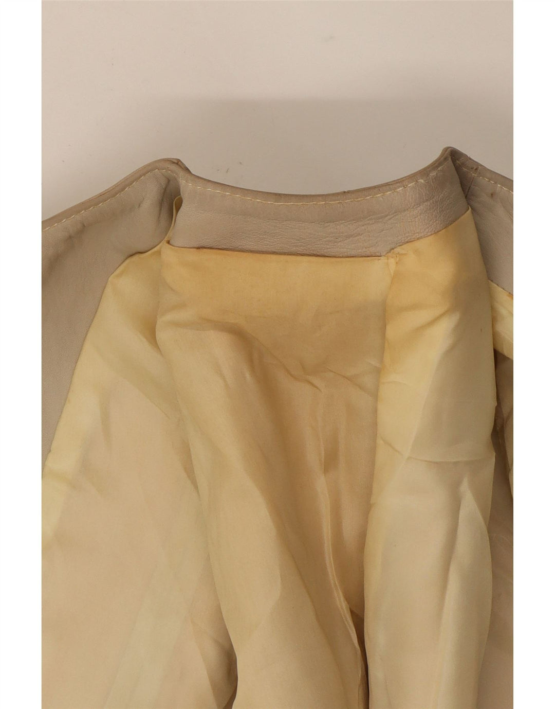 VINTAGE Womens Leather Jacket UK 10 Small Beige Vintage Vintage and Second-Hand Vintage from Messina Hembry 