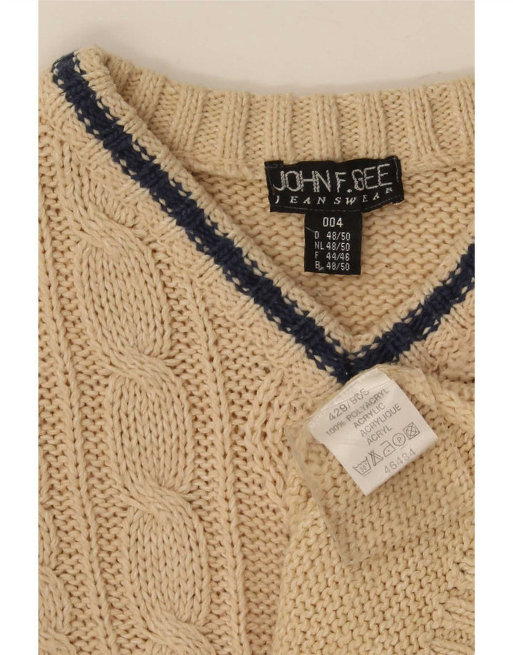 John F Gee Pull col V pour homme IT 48/50 Polyacrylique beige moyen