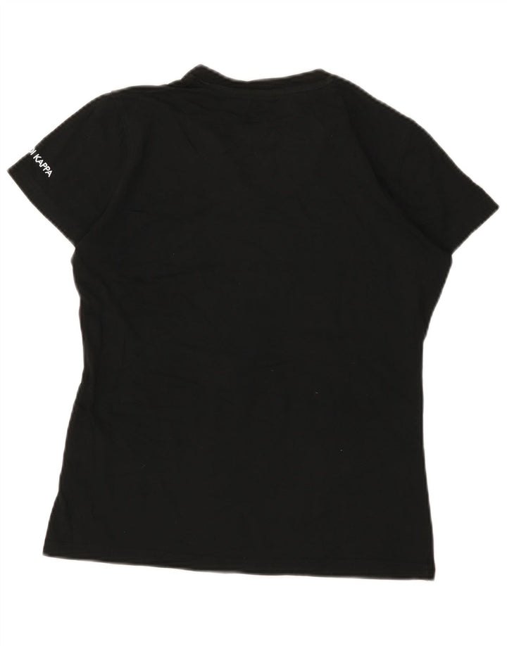 Kappa T-Shirt Femme Top UK 12 Coton Noir Moyen