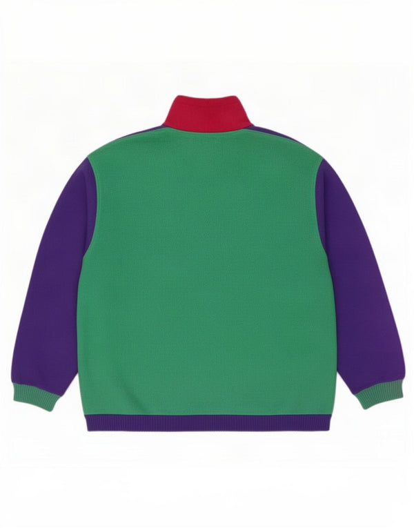 Gymnasium Pull polaire à col zippé pour homme en polyester color block vert moyen
