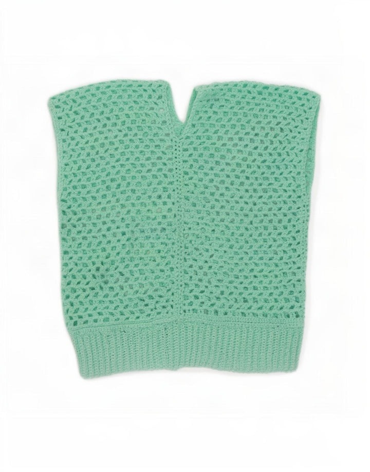 vintage Femmes Crochet Gilet Débardeur UK 14 Moyen Turquoise