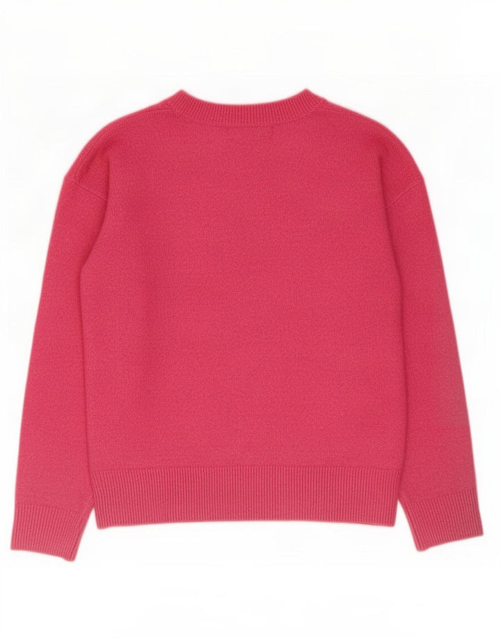 Marks & Spencer Pull col en V pour femme UK 10 Petit Rose Polyester