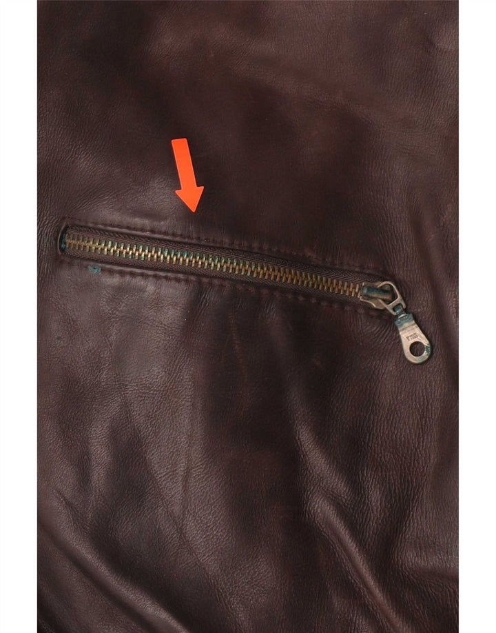 veste en cuir homme vintage UK 42 XL Marron