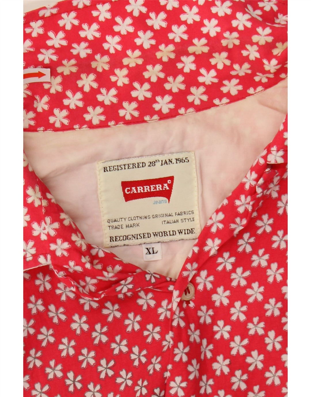 Carrera Chemise à Manches Courtes Homme XL Rouge Floral