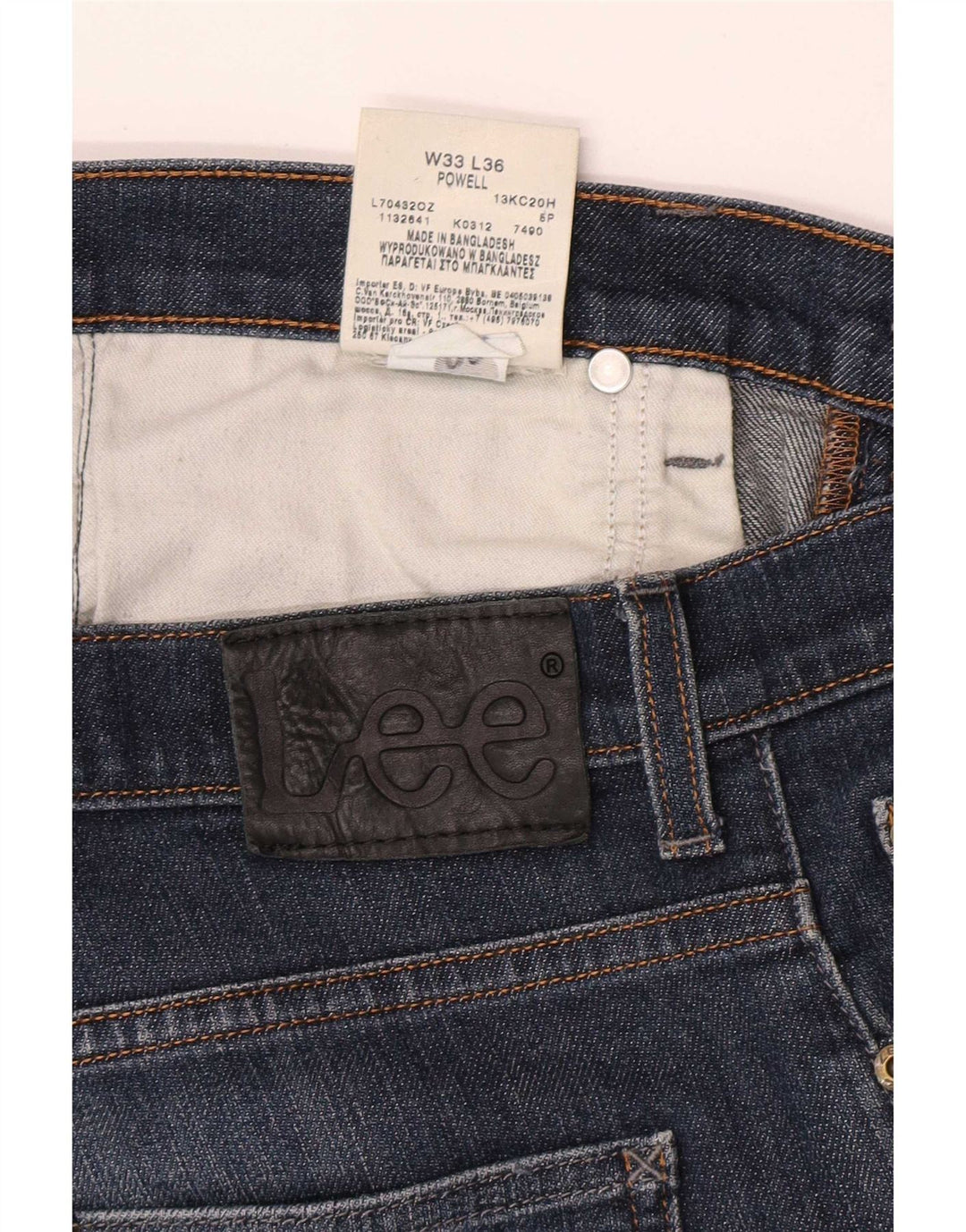 Lee Jean Droit Powell Homme W33 L30 Bleu Coton