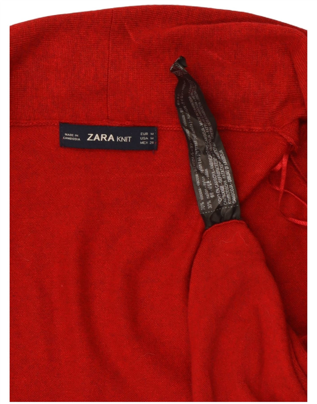 Zara Cardigan ouvert long pour femme UK 12 Viscose rouge moyen