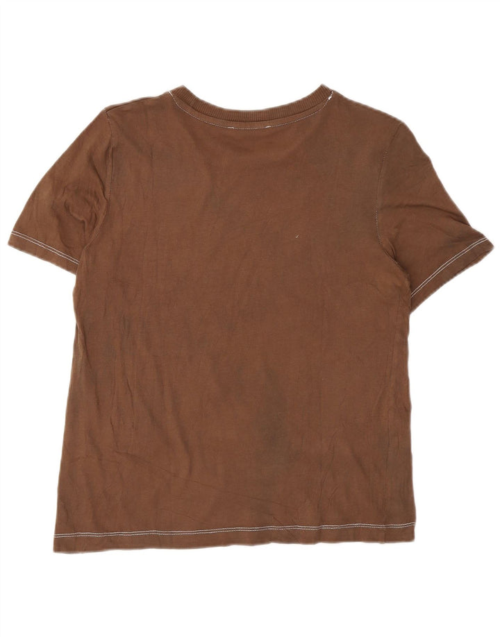 Zara T-Shirt Femme Top UK 10 Petit Marron