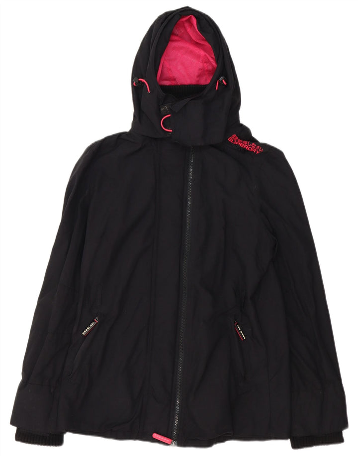 Superdry Veste de pluie à capuche The Windmac pour femme UK 16 Large Noir Nylon