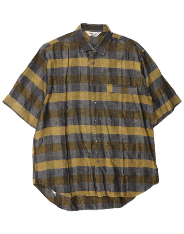 Sangiorgio Chemise à manches courtes pour homme Taille 40/15 Gris moyen à carreaux