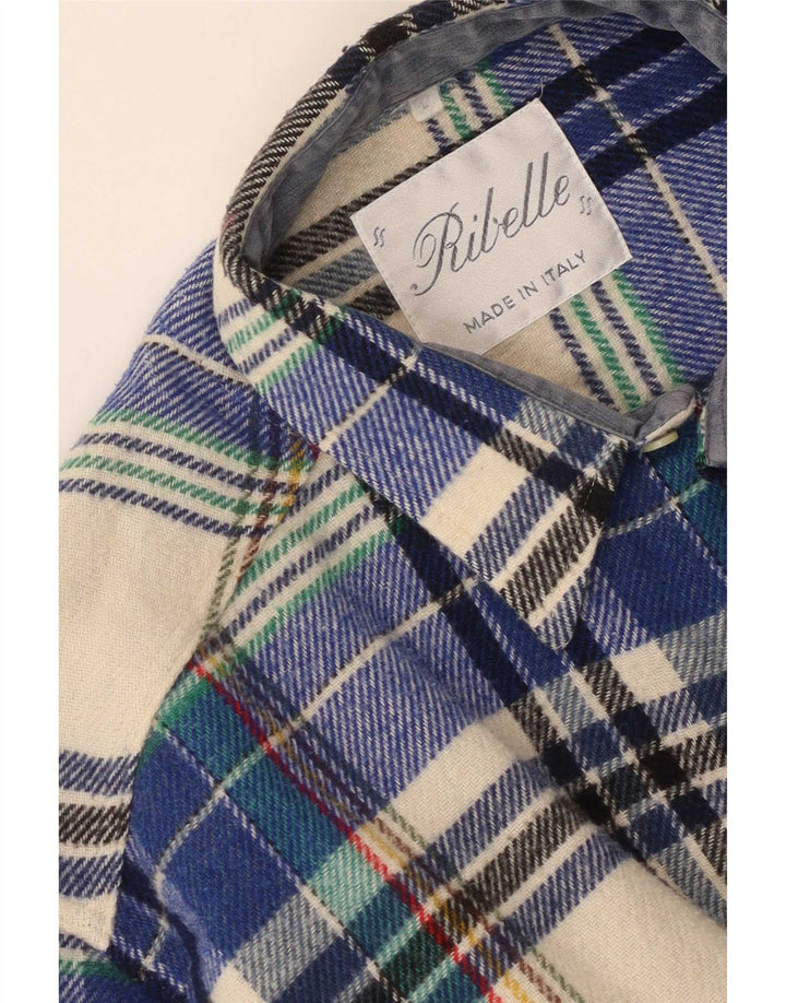 chemise en flanelle homme vintage grand plaid bleu