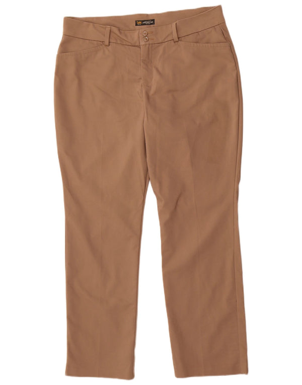 Lee Womens Mid Rise Regular Fit Straight Casual Trousers W34 L29 Brown
