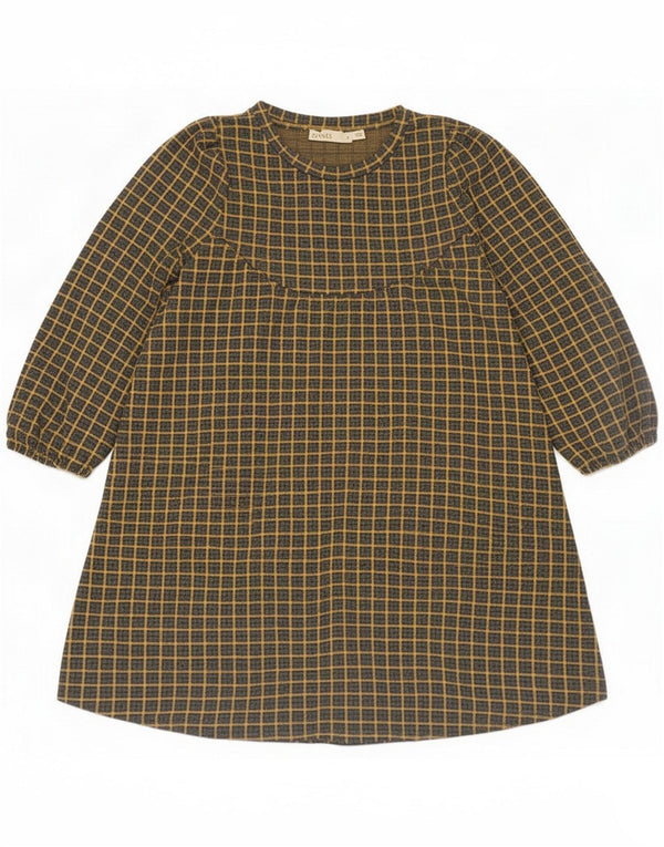 Oasis Robe trapèze surdimensionnée à manches 3/4 pour femme UK 10 Petit carreaux jaunes