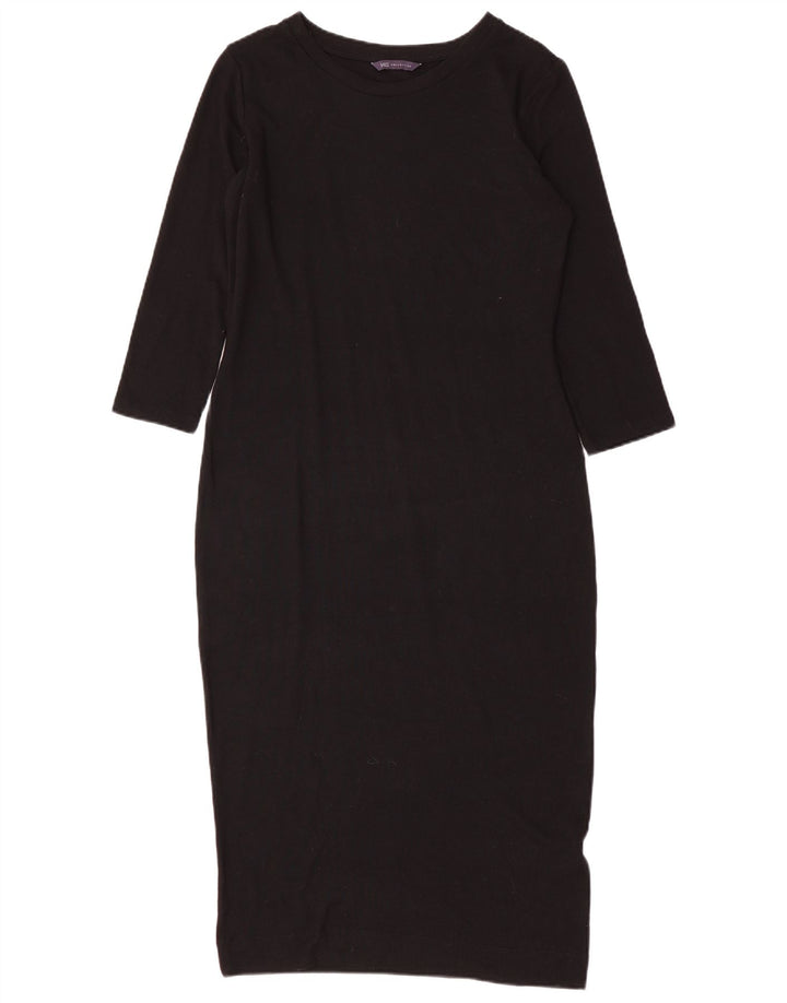 MARKS & SPENCER Robe fourreau à manches 3/4 pour femme UK 10 Small Noir Polyester