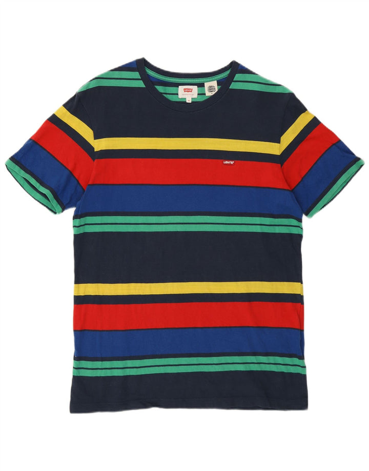 Levi's T-Shirt Femme UK 14 Bleu Marine Moyen Rayé Coton