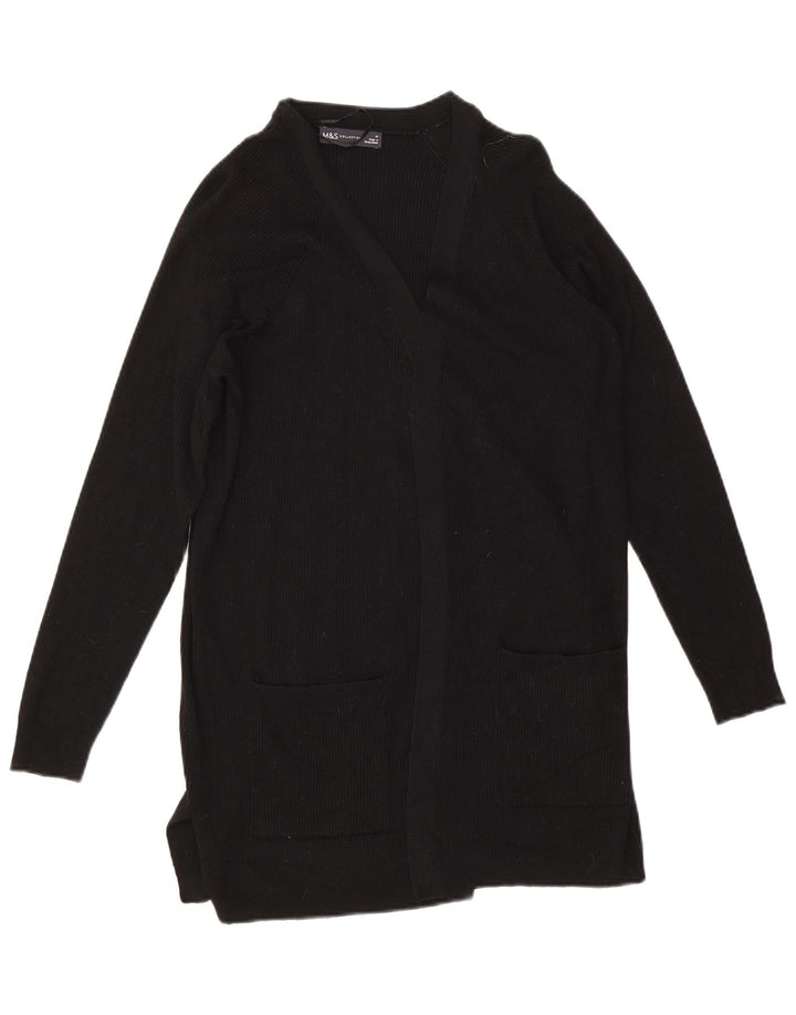 Marks & Spencer Pull Cardigan Ouvert pour Femme UK 14 Viscose Noir Moyen