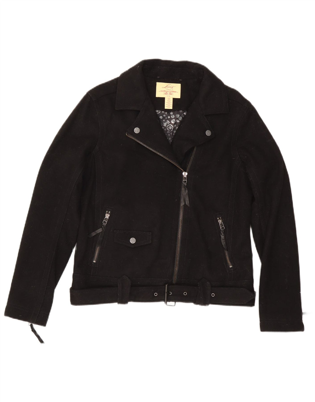 Levi's Veste Biker Femme UK 14 Laine Noir Moyen