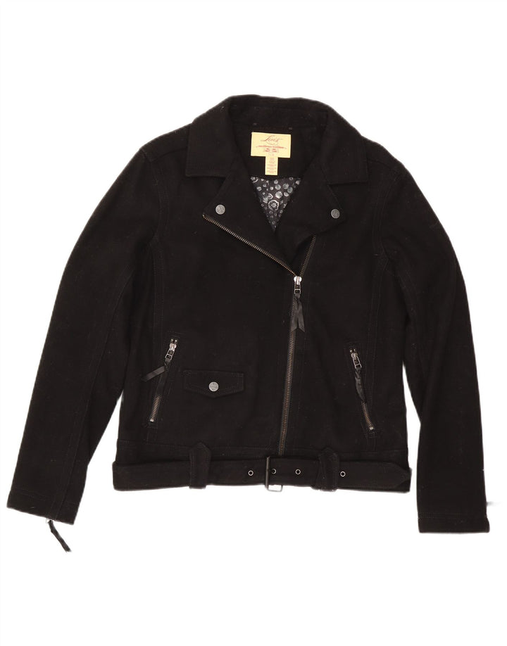 Levi's Veste Biker Femme UK 14 Laine Noir Moyen