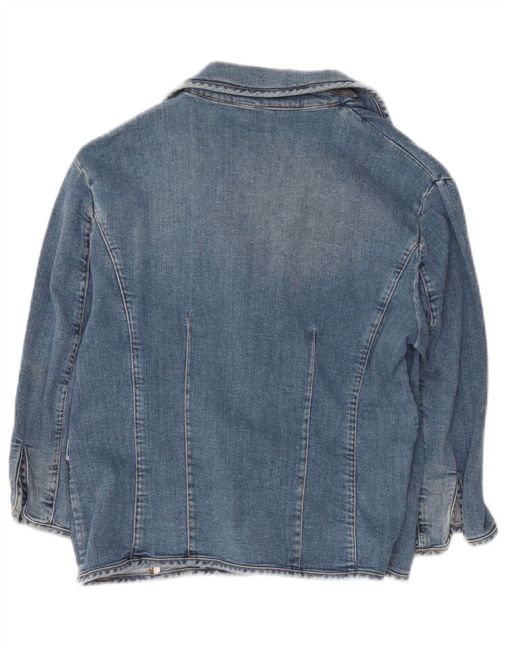 Iceberg Veste en jean courte à manches 3/4 pour femme IT 46 Large Bleu Coton