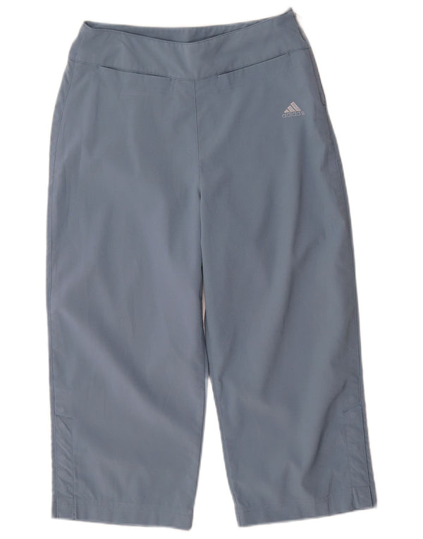 Adidas Pantalon capri à jambe large pour femme UK 10 Small W27 L19 Bleu Polyester