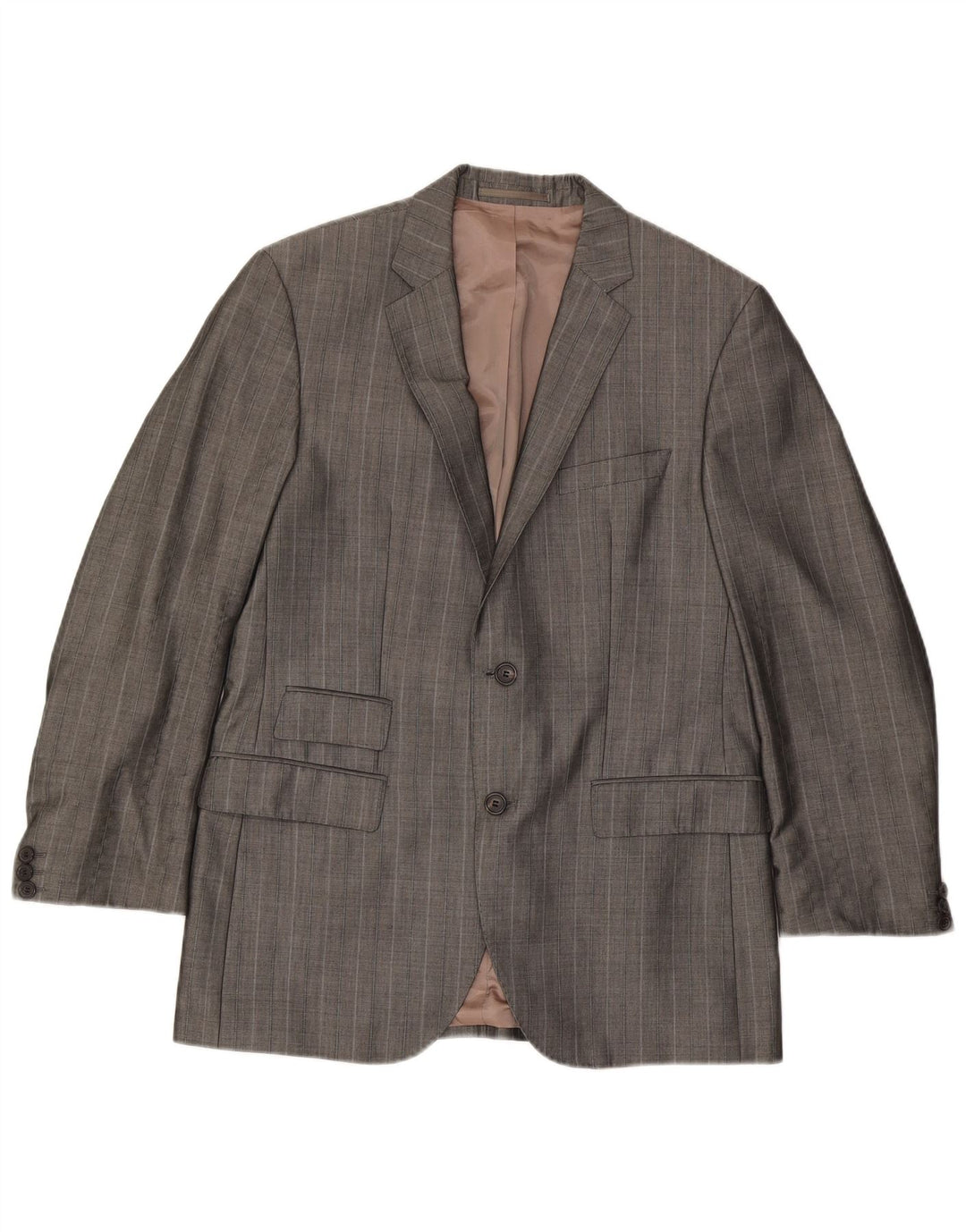 Hugo Boss Veste blazer à 2 boutons pour homme EU 48 Gris moyen en viscose à fines rayures