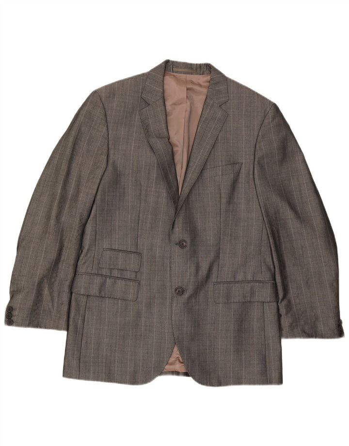 Hugo Boss Veste blazer à 2 boutons pour homme EU 48 Gris moyen en viscose à fines rayures