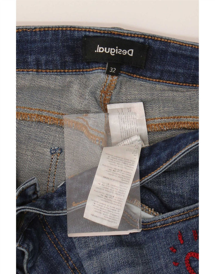 Desigual Jean slim effet vieilli W32 L26 bleu coton femme