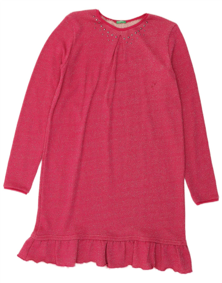 BENETTON Robe Pull Fille 11-12 ans 2XL Rose Coton