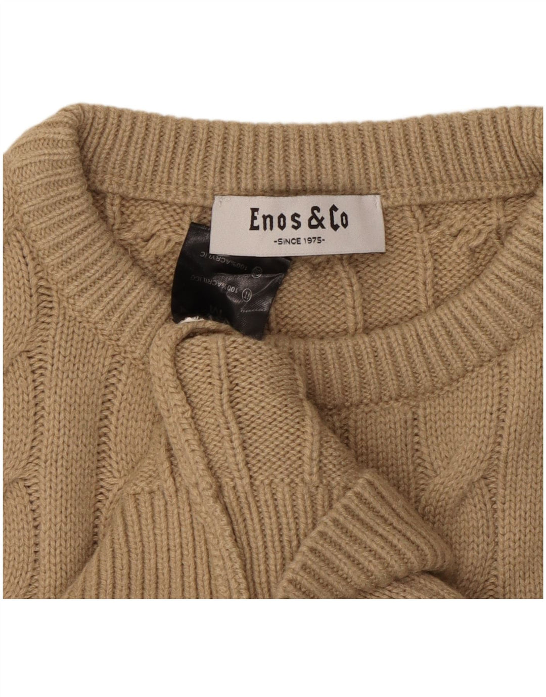 ENOS & CO Pull Col Rond Homme Acrylique Beige Moyen