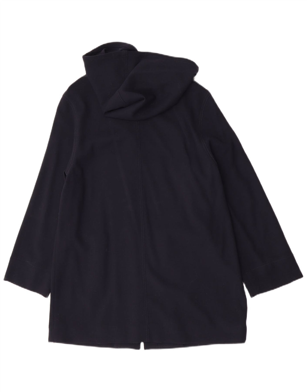 Jaeger Manteau surdimensionné à capuche pour femme UK 10 Petite laine vierge bleu marine
