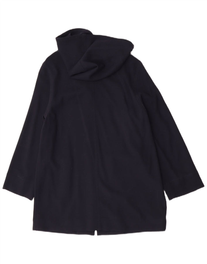 Jaeger Manteau surdimensionné à capuche pour femme UK 10 Petite laine vierge bleu marine
