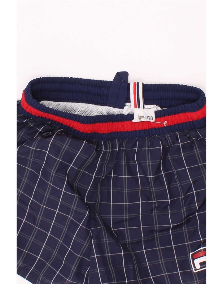 Fila Short de Bain Garçon 7-8 Ans Bleu Marine à Carreaux