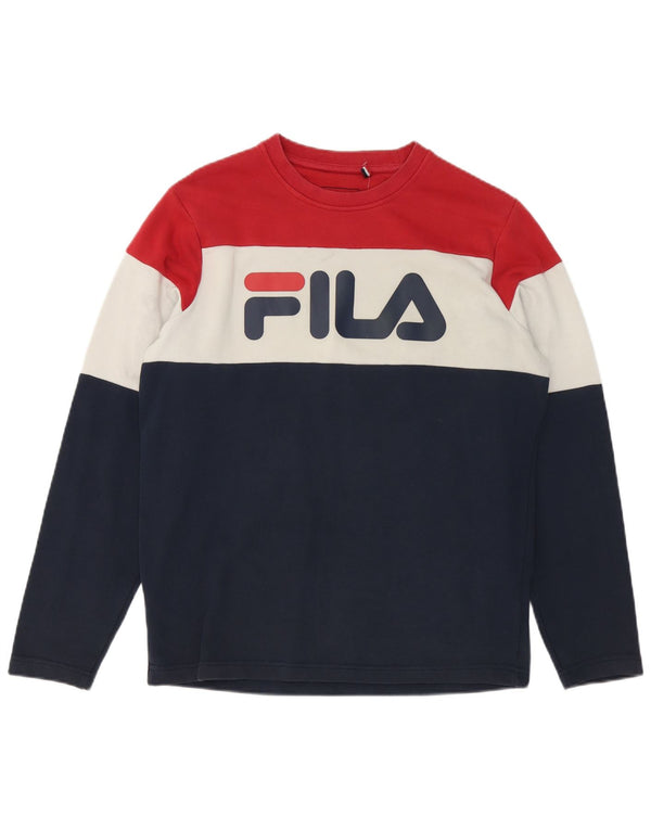 Fila Homme Graphic Sweatshirt Jumper Petit Multicolore Colourblock Coton