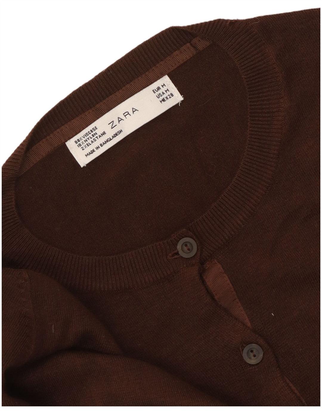 Zara Cardigan Femme Pull UK 14 Viscose Marron Moyen