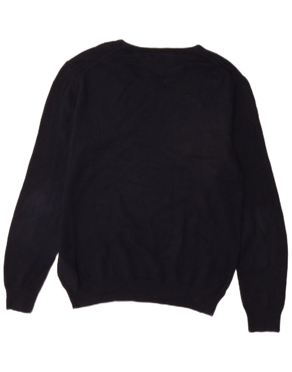 Crew Clothing Mens Regular Fit V-Neck Jumper Sweater Large Navy Blue Cotton