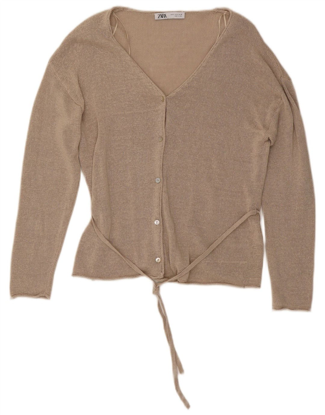 Zara Cardigan Femme Pull UK 14 Lin Beige Moyen