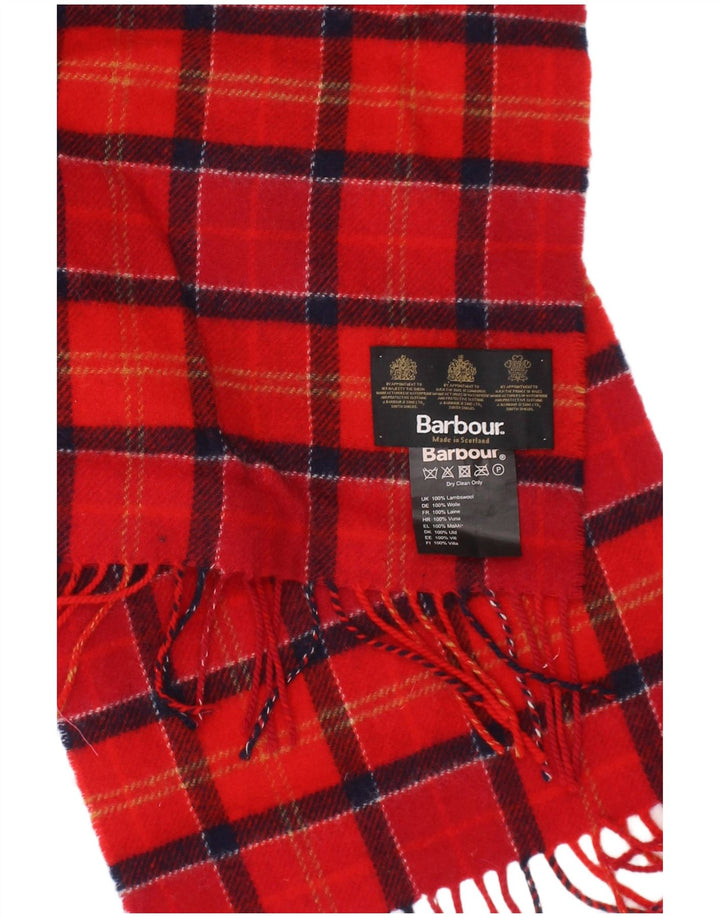 Barbour Écharpe rectangulaire pour hommes Taille unique Rouge Plaid Lambswool Classique