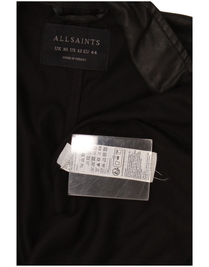 All Saints Veste blazer ouverte pour femme UK 16 Large Noir Lyocell
