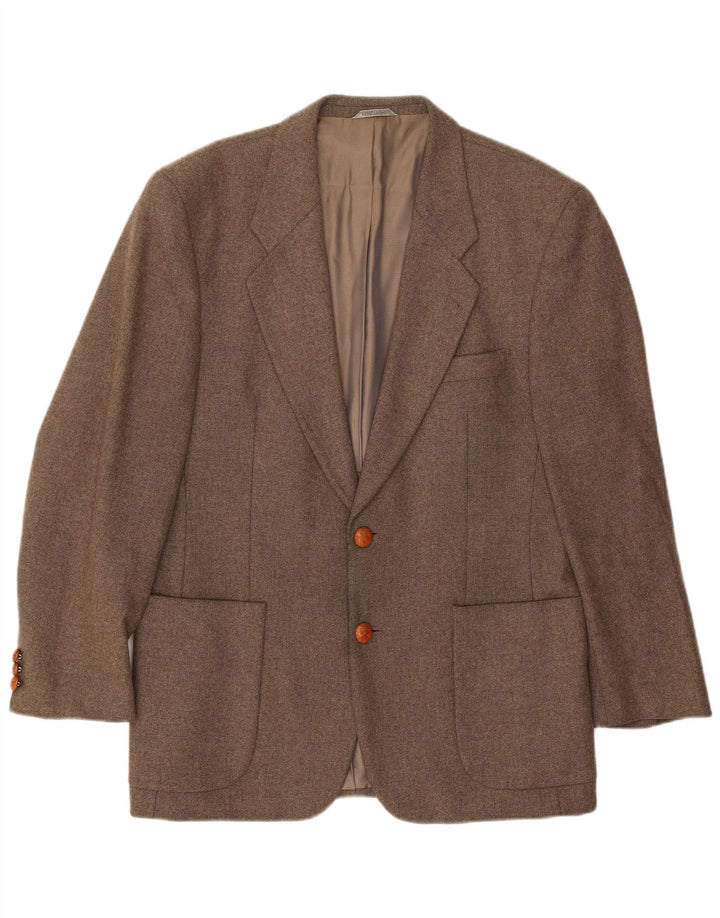René Lezard Veste blazer à 2 boutons pour homme EU 50 Grande laine vierge marron