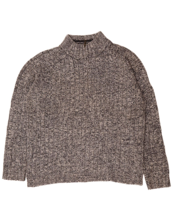 Marks & Spencer Pull à col zippé pour homme en laine mouchetée grise