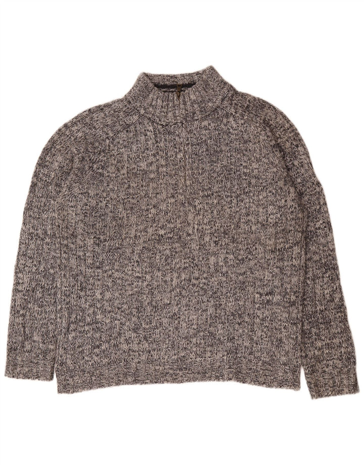 Marks & Spencer Pull à col zippé pour homme en laine mouchetée grise